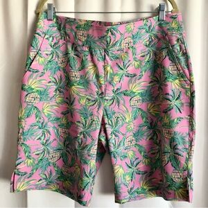 NWT  Stella Parker Sport pull on shorts  Fuchsia pineapple tree size XL